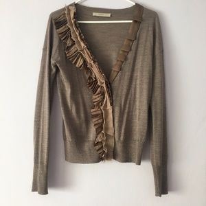 ⭐️ Ann Taylor Loft Ruffled Trim Cardigan Small